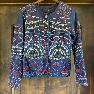 Johnny Was. Embroidered Cardigan.